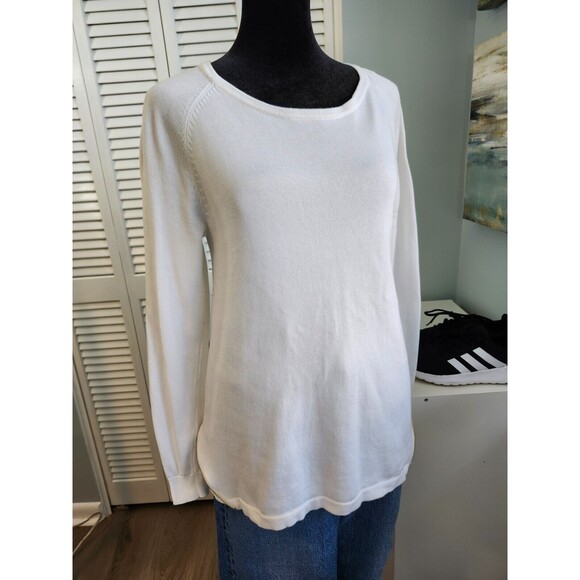Sogi S/XS 100% Cotton White Sweater Twist Back Zip Detail Lightweight Knit - Picture 10 of 11